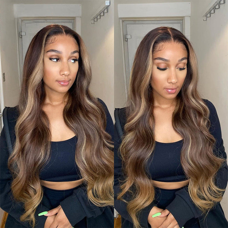 Wig European And American Long Curly Hair Front Lace Chemical Fiber Wig Cover
