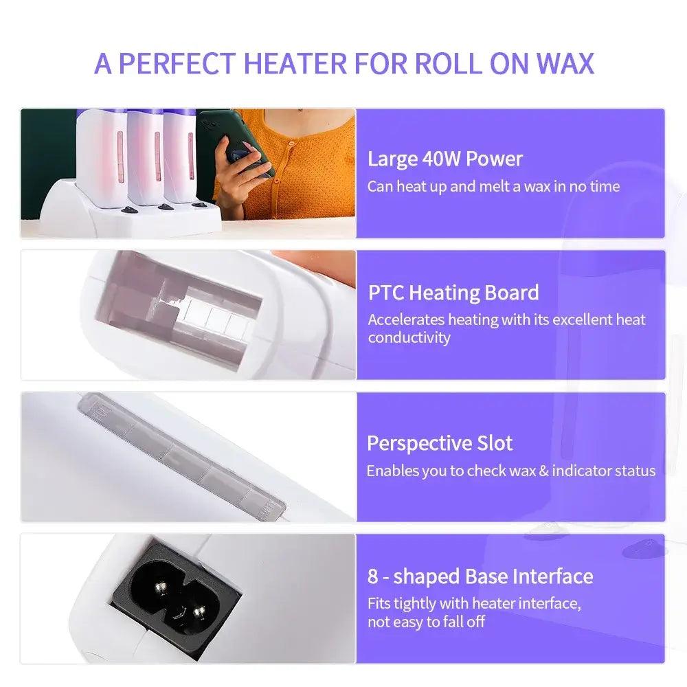 3PCS Base Electric Wax Heater Set Depilatory Heater Hair Removal - hairandbeauty